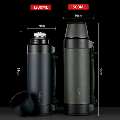 FEIJIAN Large Capacity Thermos, Travel Portable Thermos bottle , Mugs for Coffee, Water bottle, Stainless Steel ,1200/1500ML