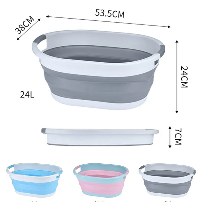 Folding Plastic Bucket Home Bathroom Products Large Laundry Basket Clothes Storage Bucket Camping Outdoor Travel Portable Bucket