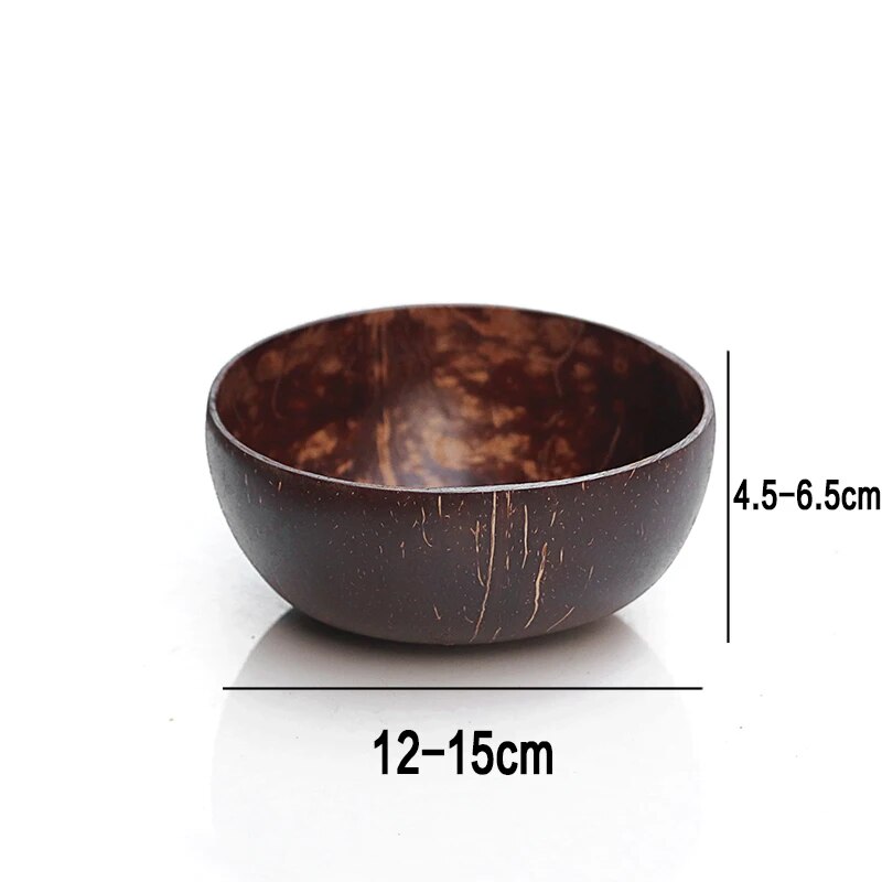 12-15cm Natural Coconut Bowl set wooden Salad Ramen bowl Coconut Wood Spoon Set coco smoothie Kitchen tableware Coconut bowl