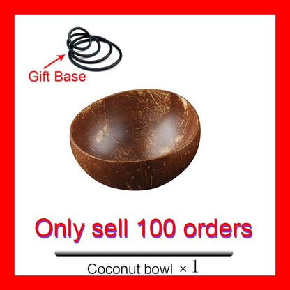 12-15cm Natural Coconut Bowl set wooden Salad Ramen bowl Coconut Wood Spoon Set coco smoothie Kitchen tableware Coconut bowl
